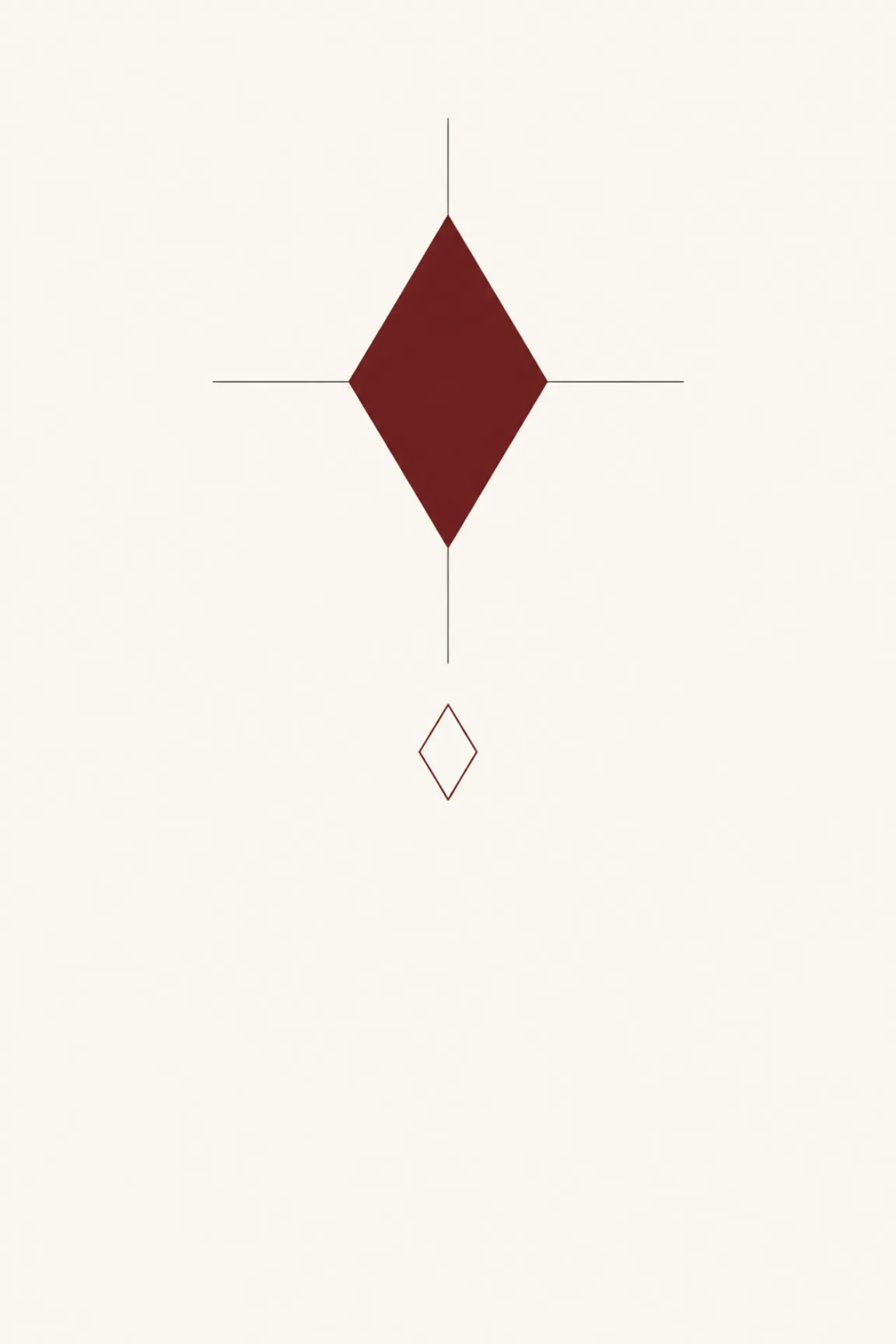 Oxblood diamond and charcoal hairlines on ivory